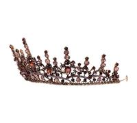 JOINPAYA Baroque Crystal Vintage Crown Hair Accessory with Antique Copper and Purple Rhinestones, Queen Tiara for Women and Girls, Bridal Wedding Headpiece for Halloween Costume and Party