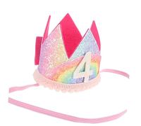 JOINPAYA Birthday Rainbow Crown Party Number Crown Headband Head Bands Costume Crown Happy Birthday Cake Toppers Birthday Crown Birthday Party Hats Crowning Hat Fabric Pink