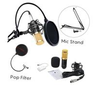 JOINPAYA Black Gold Microphone Kit Studio Recording Broadcast Condenser Mic Shock Mount Noise Filter