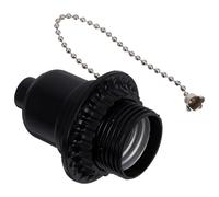JOINPAYA Black Pull Chain Lamp Holder with Threaded Socket and Lamp Shade Ring Easy Off Switch Replacement Compatible with Standard Bulbs User-Friendly Lighting Control