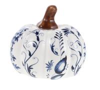 JOINPAYA Blue and White Ceramic Chinoiserie Pumpkins Sculpture for Autumn Table Decor and Entryway, Rustic Ceramic Harvest Pumpkin for Thanksgiving and Fall Festive Decoration