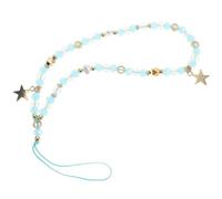 JOINPAYA Blue Five-pointed Star with Crystal Beads and Alloy Chain Phone Charm Strap Handmade Anti-lost Phone Lanyard Chic and Simple for Women
