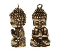 JOINPAYA Brass Buddha Pendant Charm 2pcs Miniature Buddha Necklace Pendant for Jewelry Making Diy, Chinese Style Buddhist Tabletop Ornament Gifts for Craft Enthusiasts and Artisans