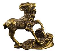 JOINPAYA Brass Goat Figurine Desktop Decor Creative Copper Craft Chinese Zodiac Sheep Ornament Festival Prop for Home and Office Showcase Decoration