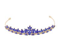 JOINPAYA Bridal Headband Crown Leaf Shape Rhinestone Wedding Tiara Hair Accessories for Bride Bachelorette Party Prom in Gold and Blue