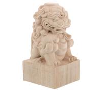 JOINPAYA Bridge Stigma Decoration Foo Dog Statue Lion Finial Post Tops Garden Bridge Landscape Unfinished Wood Guardian Lion Micro Landscape Decor Foo Dogs Beige Wooden