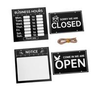 JOINPAYA Business Hours Sign Hanging Open Closed Sign for Shops and Cafes Black Writable Erasable Store Entrance with Rope