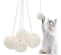 JOINPAYA Cat Scratching Post Ball Replacement 4Pcs with Bell Plush Spring Balls for Indoor Cat Tree, Furniture Protection, Interactive Play for Kittens, Multi-Colour 9.04In X 1.77In
