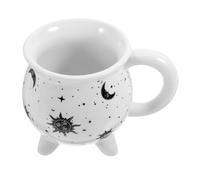 JOINPAYA Ceramic Cauldron Coffee Mug Comfortable Handle, White Witch Cup for Halloween Decor and Office Use, Novelty Gloss Finish Design, Versatile Drinkware for Adults