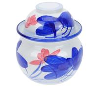 JOINPAYA Ceramic Pickles Storage Jar with Double Lid 4kg Capacity Sealed Kitchen Food Canister for Home Use Salted Egg and Vegetable Pickling