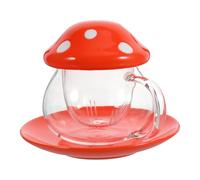 JOINPAYA Ceramic Tea Infuser Mug Red with Lid and Strainer Mushroom-Shaped Tea Filter Cup for Home and Office Use