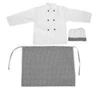 JOINPAYA Chef Costume with Long Sleeve Checked Apron Baker Hat for Boys and Role Play Cooking and Baking for Halloween Birthday Party and Kitchen Learning Activities