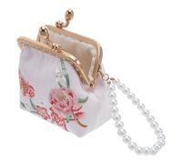 JOINPAYA Chinese Traditional Embroidered Clutch Purse with Double Clasp Closure, Floral Peony Handheld Coin Wallet, Small Embroidery Lock Change Purse for Women’s Travel and Makeup