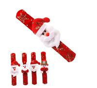 JOINPAYA Christmas Slap Bracelets 1 Fabric Slap Bracelets for Kids Girls Gold Stamped 3D Santa Claus Snowman Elk Christmas Party Favors Wristband Light-Up Random Style