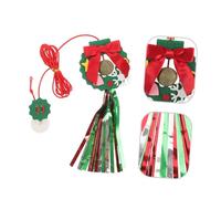 JOINPAYA Christmas Wreath Cat Hanging Doorframe Interactive Xmas Teaser with Elastic Rope for Indoor Kitten Play and Exercise Portable Sticky Cat Plaything to Stimulate Hunting Instincts