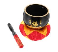 JOINPAYA Copper Singing Bowl with Mallet and Mat for Meditation and Sound Therapy, 3.5 Inch Black Hand Hammered Bowl Providing Therapeutic and Calming Effects, for Vacation and Traveling