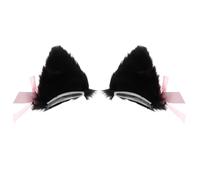 JOINPAYA Cosplay Cat Ear Hair Clips with Bell and Bow, 1 Pair Black and Pink Cat Ear Barrettes for Women, Cute Fox Loli and Elegant Anime Headwear Accessories