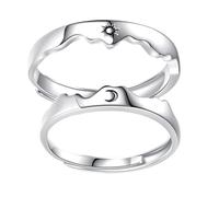 JOINPAYA Couples Sun Moon Open Rings Adjustable Wrap Band Jewelry for Men and Women Moon Engraved Women Open Ring Sun Carved Men Adjustable Romantic Gift for Long-Distance Relationships