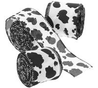 JOINPAYA Cow Print Ribbon 3 Rolls Set Polyester Craft Ribbon for Wrapping and Decor 40mm/50mm/63mm Width 4.5 Meters Each Roll for Wrapping and DIY Crafts