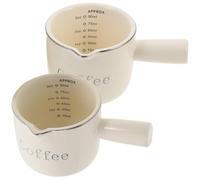 JOINPAYA Creamer Pitchers 90ml Capacity Ceramic 2pcs with Handle and Scale, Multi-use Small Coffee Jug Set Beige Colour, Suitable for Coffee Bar and Home Use