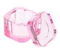 JOINPAYA Crystal Glass Nail Dish with Lid Square Thickened Acrylic Manicure Cup for Nail Art Pink Rounded Corner Dappen Bowl