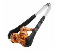 JOINPAYA Cute Cat Paw Tongs for Cooking, Small Stainless Steel Serving Tongs with Silicone Tips, Non Stick Safe, Kawaii Kitchen Gadgets (Black, 7 Inch)