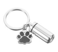 JOINPAYA Cylindrical Paw Print Keychain Pet Urn Ash Pendant Key Ring for Bag Hanging Ornament Dog Memorials