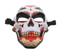 JOINPAYA Day of The Dead Skull Mask for Carnival and Mexican Party, Orange Painted Skeleton Mask for Women, Cosplay and Festival Holiday Costume Accessory