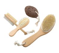 JOINPAYA Deep Cleansing Dead Skin Removal Set - 4pcs Bath Exfoliator Kit with Supple Bristle Shower Brush, Dual-Sided Pumice Stone Foot Scrubber, Handheld Body Brush for Shower and Dry