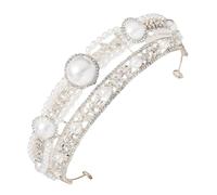 JOINPAYA Delicate Pageant Crown Featuring Rhinestones and Faux Pearls, Designed a Comfortable and Secure Wedding Pearls Crown for Brides, for Evening Parties and Banquets