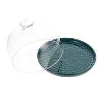 JOINPAYA Dessert Plate and Bread Tray Elegant Green Ceramic with Glass Cake Stand Lid, Unique Design Cake Display Plate for Kitchen and Living Room Use, Party Supply