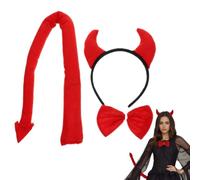 JOINPAYA Devil Costume Accessories Set: Halloween Devil Horn Headband Tail Bowtie for Kids Demon Cosplay Hair Hoop Kit for Masquerade Carnival Birthday Party