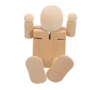 JOINPAYA DIY Wooden Robot with Flexible Joints, Unfinished Khaki Wood Craft Problem-Solving Skills, Desktop Decoration Or Decorative Piece for Room