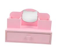 JOINPAYA Doll Dressing Table Furniture Dollhouse Miniature Dressing Table Miniature Dresser Dollhouse Makeup Vanity Pink
