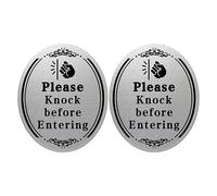 JOINPAYA Door Sticker Strong Adhesive and Waterproof Pvc Material 2pcs Please Knock and Wait before Entering Sign for Front Door and Main Entrances