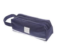 JOINPAYA Double-Layer Oxford Cloth Pencil Case, Large Capacity Portable Zipper Pen Storage Bag with Handle, Multi-Function Pencil Pouch for School and Office, Navy Blue
