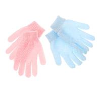 JOINPAYA Double-sided Exfoliating Bath Gloves 2 Pairs Set for Adults, Thickened Shower Scrub Gloves in Blue Pink, Body Scrub Exfoliator for Deep Cleansing and Spa Use