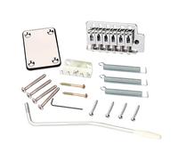 JOINPAYA Electric Guitar Tremolo Bridge Kit with Neck Plate Chrome Finish Replacement Parts for Electric Guitar Easy to Install and Durable