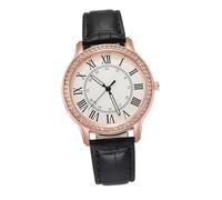JOINPAYA Elegant Lady Watch for Women with Simulation Diamond, Black Imitation Leather Strap, Digital Scale, Easy to Adjust Quartz Wrist Watch for Casual and Fashionable Wear