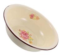 JOINPAYA Enamel Bowl for Beating Eggs Vintage with Large Capacity Household Enamel Basin and Anti-Skid Design, Retro Mixing Bowl and Making Dough, Beige for Kitchen Use