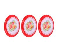 JOINPAYA Enamel Serving Trays Decorative Tea Trays 3pcs with Delicate Flower Pattern, Traditional Design Snack Platters for Fruits and Biscuits, Easy to Clean for Wedding and Everyday