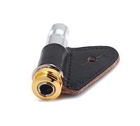 JOINPAYA Endpin Jack Socket Plug Gold Colour for Electric and Acoustic Guitar Gt226 Copper Material with Leather Cover, Compact Design Guitar Strap Pin Accessory