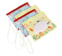 JOINPAYA Eva Wet Tissue Dispenser Bag with Lid, Creative Window-Opening Wipe Container for Baby Care, Portable Reusable Wipes Carrying Case, Yellow Butterfly Floral Pattern, 4pcs Pack