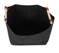 JOINPAYA Felt Firewood Storage Basket with Wooden Handles, Deep Grey Large Log Carrier 45X32X40Cm for Indoor Fireplace and Kindling Storage