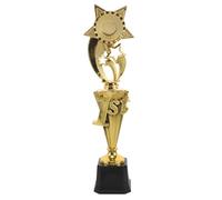 JOINPAYA First Place Plastic Trophy Set - 14.17in Gold Award Trophies with One Large and Two Small Five-star Plaques for Sports Competitions and Party Prizes