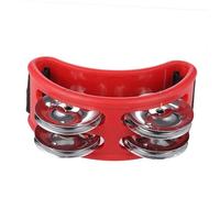 JOINPAYA Foot Tambourine Percussion Musical Instrument with Metal Jingle Bells Compact Body Durable Elastic Strap for Acoustic and Jam Sessions Red