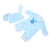 JOINPAYA Girl Doll Rabbit Pajamas with Zipper Cute Polka Dot Blue Jumpsuit and Shoes Easy to Wear Doll Clothes Accessories