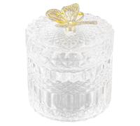 JOINPAYA Glass Candy Box Jewelry Storage Jar Embossed Surface Texture High-grade Glass Material Simple Style Desktop Decoration for Jewelry Storage and Display