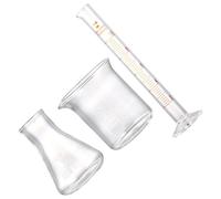 JOINPAYA Glass Graduated Beakers and Conical Bottle Set for Accurate Measuring 3pcs Chemically Resistant Borosilicate Glass, for Cooking and Baking Laboratory Use