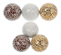 JOINPAYA Glass Mosaic Sphere Balls Decorative 6Pcs 6Cm Gold Dark Khaki White for Home Office Bowls and Tabletop Centrepiece